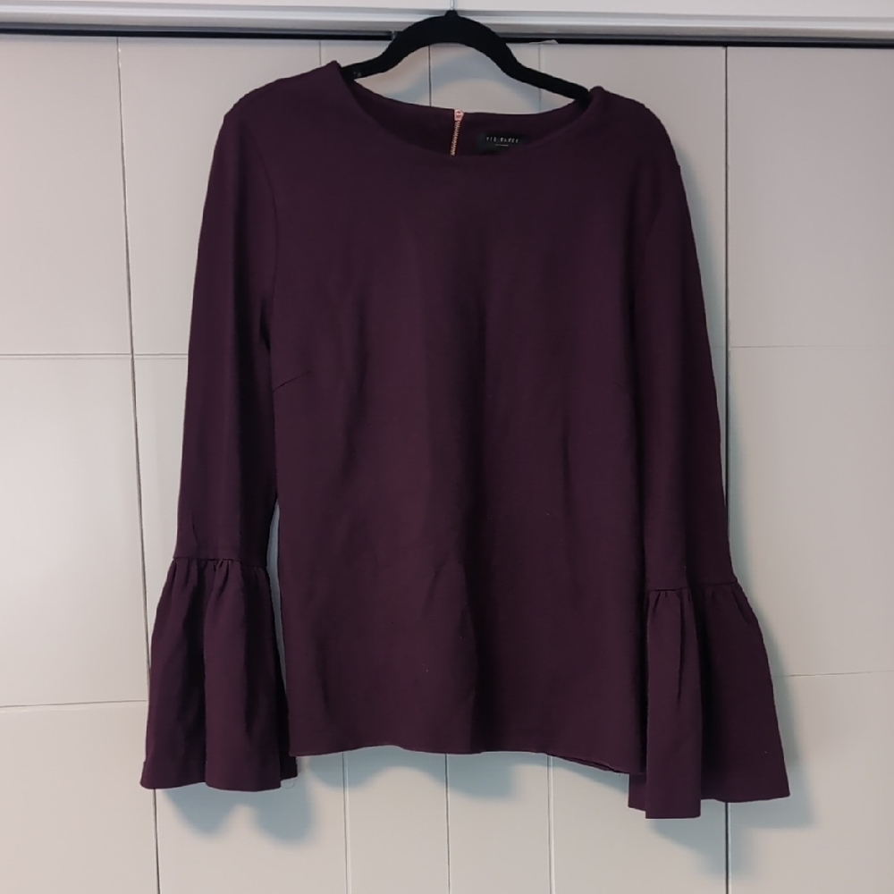 Ted Baker Plum Blouse with Flared Sleeves